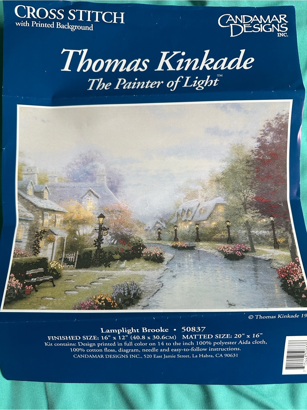 Thomas Kinkade Lamplight Brooke Cross Stitch kit from Candamar Designs Inc.
